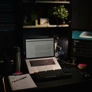 New laptop on a desk