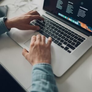 Person working on a laptop