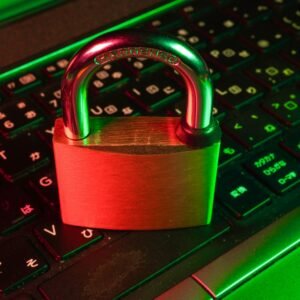 Padlock on a computer keyboard