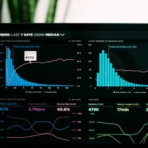 Website performance analytics on a laptop