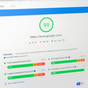 Website performance score on a screen