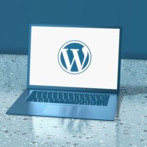 Laptop showing the WordPress logo